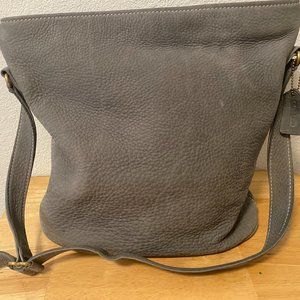 COACH 4932 Nubuck Gray Leather Bucket Shoulder Bag